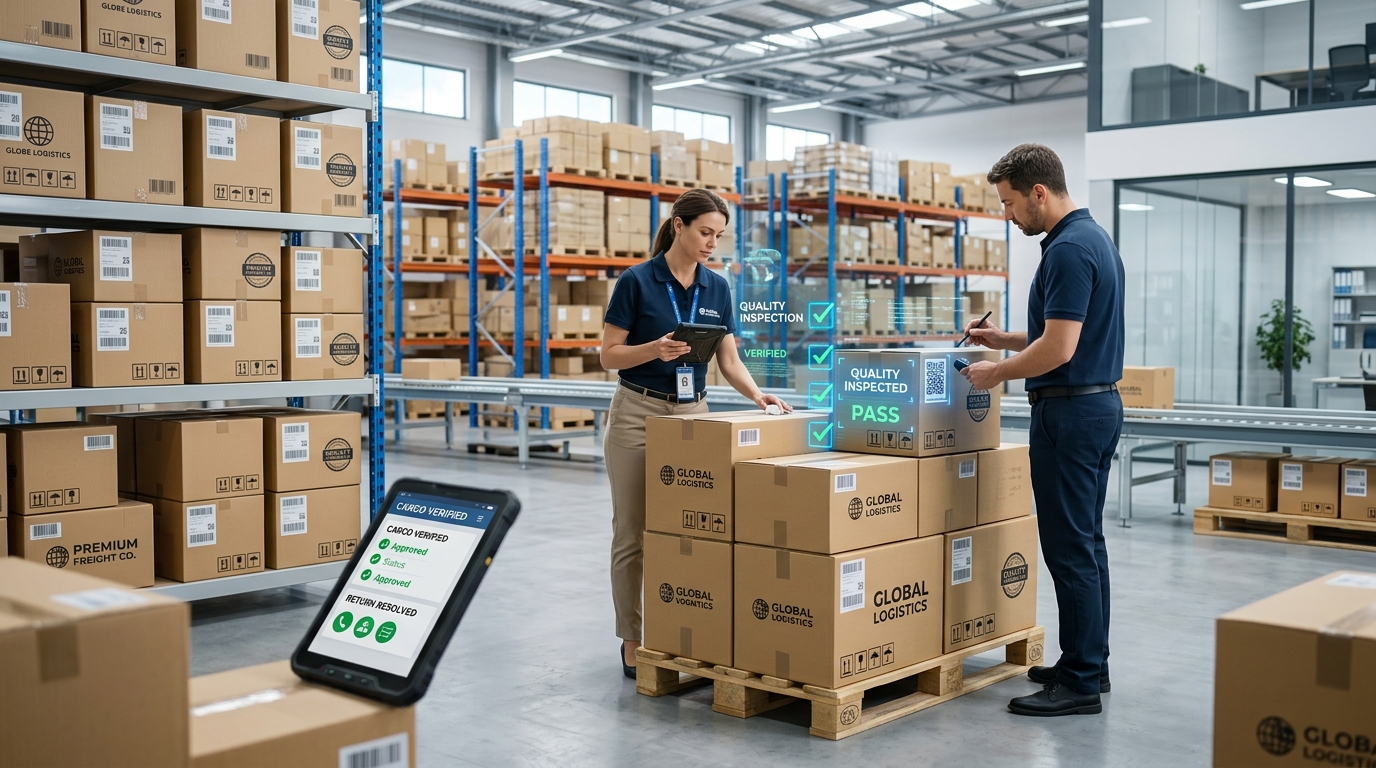 Quality inspection and return resolution for B2B sourced products